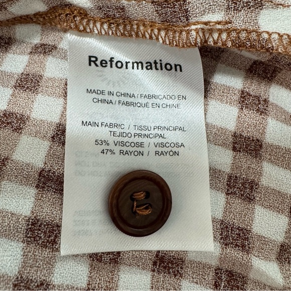NWOT Reformation Hermosa Midi Skirt in Brown Gingham Size 6 $158 - Picture 10 of 10